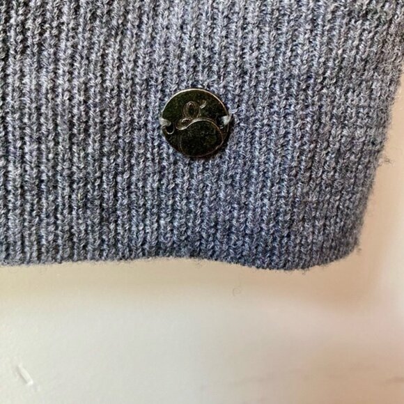 Grace Cashmere Wool Gray Cardigan Sweater Classic Knit Waffle Detail Grandpa - Picture 3 of 7